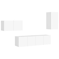 Maison Chic Ensemble de meubles TV 4 pcs | Banc TV Moderne pour salon | Meuble de Rangement - Blanc Aggloméré -MN75806