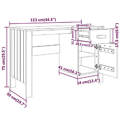 Acheter Helloshop26 Bureau table poste de travail meuble d'ordinateur informatique étude HAMAR clair 113 x 50 x 75 cm bois massif de pin gris 02_0023853