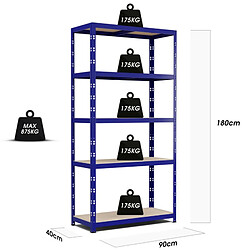 Avis Eurospen Etagère de rangement modulable et polyvalente pour atelier, garage, cave... Charge Lourde max 875kg -180x90x40cm - Bleu