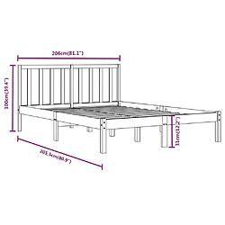 vidaXL Cadre de lit sans matelas bois massif de pin gris 200x200 cm pas cher