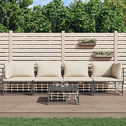 Maison Chic Salon de jardin 5 pcs + coussins - Mobilier/Meubles de jardin - Table et chaises d'extérieur anthracite résine tressée -MN56312