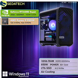 Sedatech Workstation Compact ATX • AMD Ryzen 9 9900X • RTX4080 Super • 32Go DDR5 • 2To SSD M.2 • Windows 11