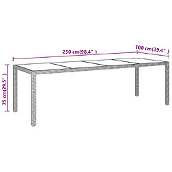 Acheter vidaXL Table de jardin avec dessus en verre marron résine tressée