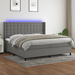 Sommier à lattes et matelas LED,Cadre à lattes de lit pour Adulte Gris foncé 200x200 cm Tissu -MN22600