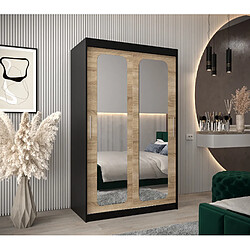 Abiks Meble Armoire PROMO T3 À Portes Coulissantes 200/120/62 2 Portes (Noir/Sonoma)