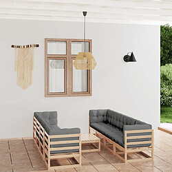 Maison Chic Salon de jardin 9 pcs + coussins - Mobilier/Meubles de jardin - Table et chaises d'extérieur Bois de pin massif -MN76963