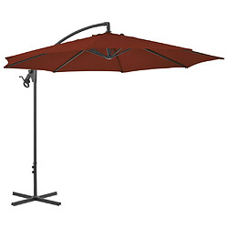 Maison Chic Parasol Jardin | Parasol déporté avec mat en acier 300 cm Terre cuite - GKD87066