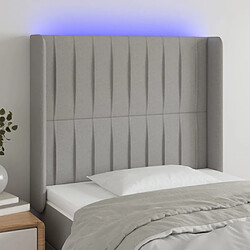 Maison Chic Tête de lit scandinave à LED,meuble de chambre Gris clair 83x16x118/128 cm Tissu -MN53575