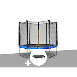 JARDIéco Kit trampoline Jardideco Cronos Ø 3,66 m Bleu + Bâche de protection