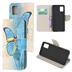 Etui en PU impression de motifs papillon bleu pour Samsung Galaxy A41 (Global Version)