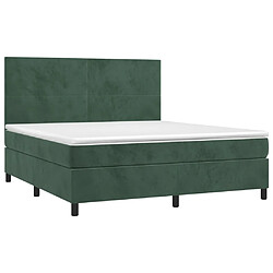 Avis Maison Chic Lit adulte- Lit + matelas,Sommier à lattes de lit avec matelas LED Vert foncé 160x200 cm -GKD81557