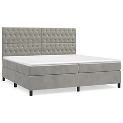 vidaXL Sommier à lattes de lit et matelas Gris clair 200x200cm Velours