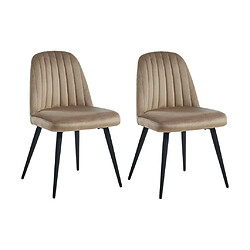 Vente-Unique Lot de 2 chaises en velours et métal noir - Beige - ELEANA