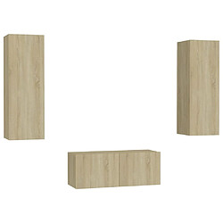 Maison Chic Ensemble de meubles TV 3 pcs | Banc TV Moderne pour salon | Meuble de Rangement - Chêne sonoma Aggloméré -MN56980