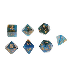 7 Pièces Dés Polyédriques D4 D6 D8 D10 D12 D20 Pour Mdn Jeux RPG Bleu Orange