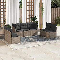 Maison Chic Salon de jardin avec coussins 7 pcs | Ensemble de Table et chaises | Mobilier d'Extérieur gris résine tressée -GKD14829