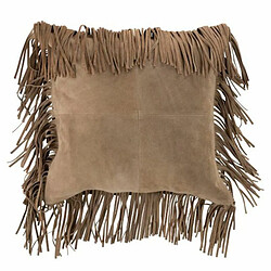 Paris Prix Coussin à Franges Cuir 45cm Beige