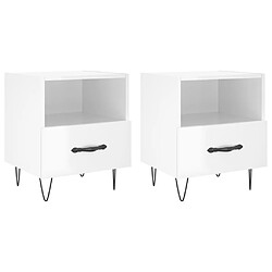 vidaXL Tables de chevet 2 pcs blanc brillant 40x35x47,5 cm