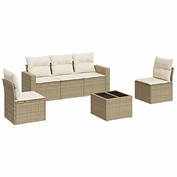 Maison Chic Salon de jardin avec coussins 6 pcs | Ensemble de Table et chaises | Mobilier d'Extérieur beige résine tressée -GKD23750