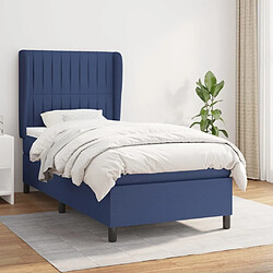 Maison Chic Structures de lit + matelas,Lit à sommier tapissier avec matelas Bleu 90x190 cm Tissu -MN98858