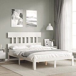 Maison Chic Cadre/structure de lit avec tête de lit pour adulte - Lit Moderne Chambre blanc 140x190 cm bois massif -MN10762