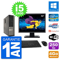 PC Dell 990 SFF Ecran 19" Intel i5-2400 RAM 4Go Disque Dur 250Go Windows 10 Wifi - Occasion