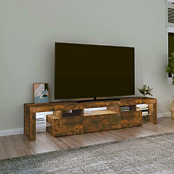 Avis Maison Chic Meubles TV avec lumières LED - Banc TV pour salon Chêne fumé 200x36,5x40 cm -MN48837