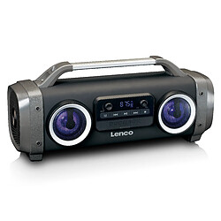 Lenco Enceinte Bluetooth® étanche avec radio FM, lecteur USB/SD et effets lumineux SPR-100BK Noir