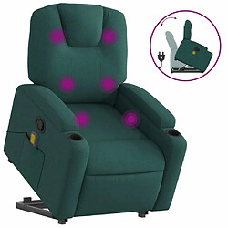 Maison Chic Fauteuil Relax pour salon, Fauteuil inclinable de massage Vert foncé Tissu -GKD99672