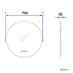 EMKE Miroir lumineux salle de bain rond diamètre 70cm Cadre Doré, Miroir LED avec Interrupteur Tactile, Anti-buée, Horloge et Temperature, Lumière Neutre pas cher