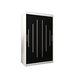 Abiks Meble Armoire YORK À Portes Coulissantes 200/120/62 2 Portes (Blanc/Noir)