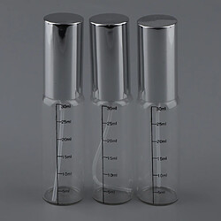 3pcs Flacon Pulvérisateur En Verre Vide Transparent Avec échelle Pour Parfum Argent