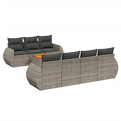 vidaXL Salon de jardin 8 pcs avec coussins gris résine tressée