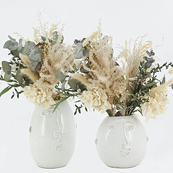 Aubry Gaspard Vases visage en céramique blanche (Lot de 2).