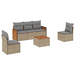 vidaXL Salon de jardin avec coussins 6 pcs beige résine tressée