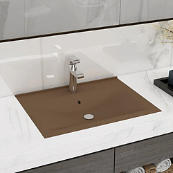 vidaXL Lavabo avec trou de robinet Crème mat 60x46 cm Céramique