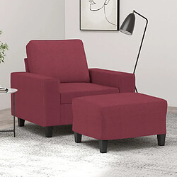 vidaXL Fauteuil avec repose-pied Rouge bordeaux 60 cm Tissu