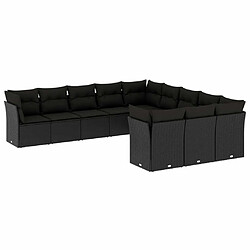 Maison Chic Salon de jardin 11 pcs avec coussins | Ensemble de Table et chaises | Mobilier d'Extérieur noir résine tressée -GKD28493