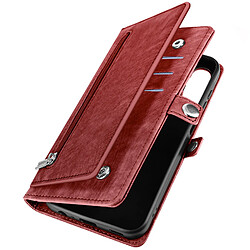 Avizar Étui pour Samsung Galaxy A15 5G Multi-compartiments Pochette Zippée Bordeaux