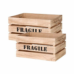 The Home Deco Factory Cagette en bois brut Fragile (Lot de 2).