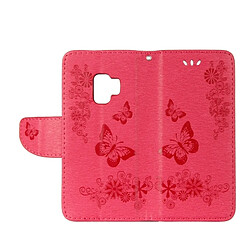 Wewoo Housse Étui rouge pour Samsung Galaxy S9 Vintage motif de papillon floral gaufré flip horizontal en cuir avec fente carte et titulaire portefeuille lanière pas cher