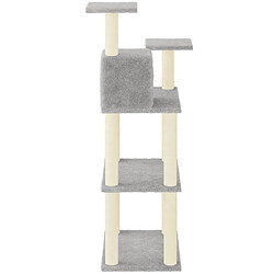 Helloshop26 Arbre à chat meuble tour grimper jouet grattage grattoir escalade plateforme avec griffoirs en sisal clair 118,5 cm gris 02_0022554