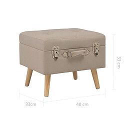 vidaXL Tabouret de rangement 40 cm Beige Tissu pas cher