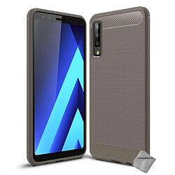 Htdmobiles Coque silicone gel carbone pour Samsung Galaxy A7 (2018) + film ecran - GRIS