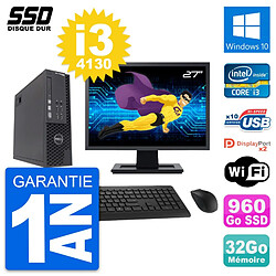 PC Dell T1700 SFF Ecran 27" Intel i3-4130 RAM 32Go SSD 960Go Windows 10 Wifi - Occasion