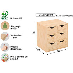 Avis Mini-bloc 6 tiroirs bois 28x28x20cm - bloc-3x2 - ASTIGARRAGA