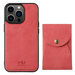 Coque en TPU + PU VILI détachable 2-en-1, magnétique avec porte-carte rouge pour iPhone 13 Pro 6.1 pouces