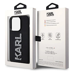 Karl Lagerfeld Coque pour iPhone 15 Pro Max Dos Effet Cuir Bords Rehaussés Noir pas cher