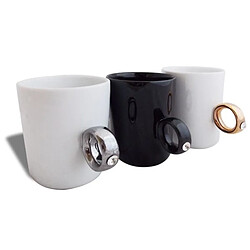 Acheter Totalcadeau Tasse avec anse en forme de bague mug blanc anneau argent