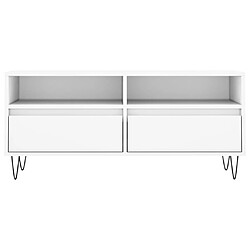 Maison Chic Meuble TV scandinave - Banc TV pour salon blanc 100x34,5x44,5 cm bois d'ingénierie -MN31636 pas cher